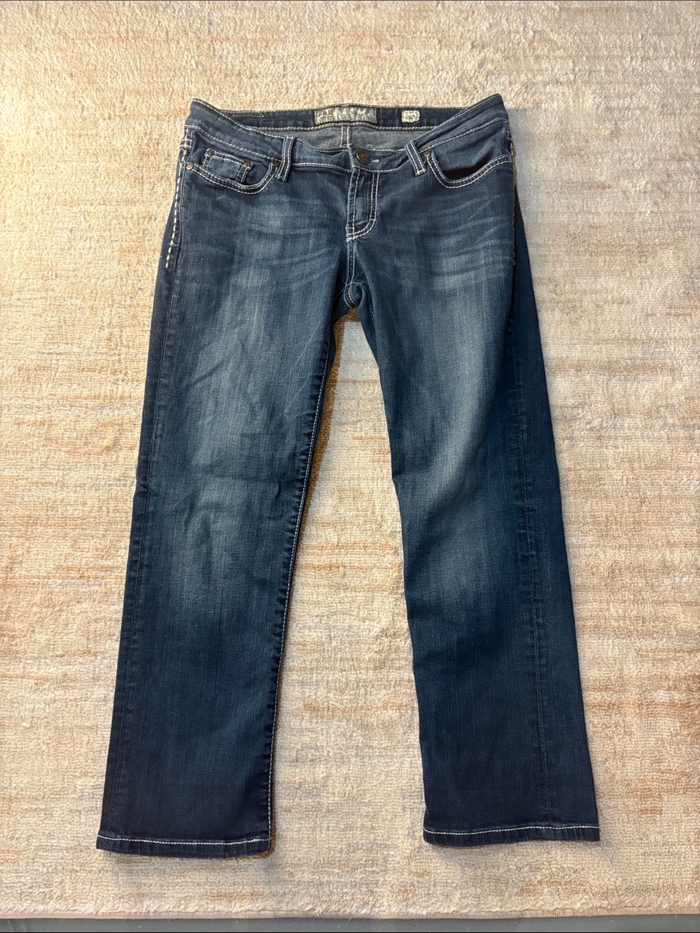 BKE Women's Dark Blue Straight Crop Jeans